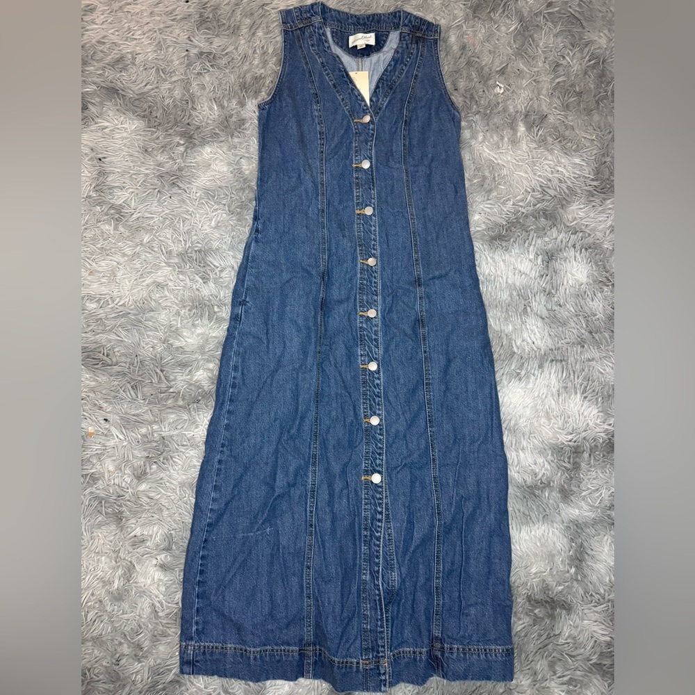 Universal Thread Blue Button-Down Midi Dress - image 4